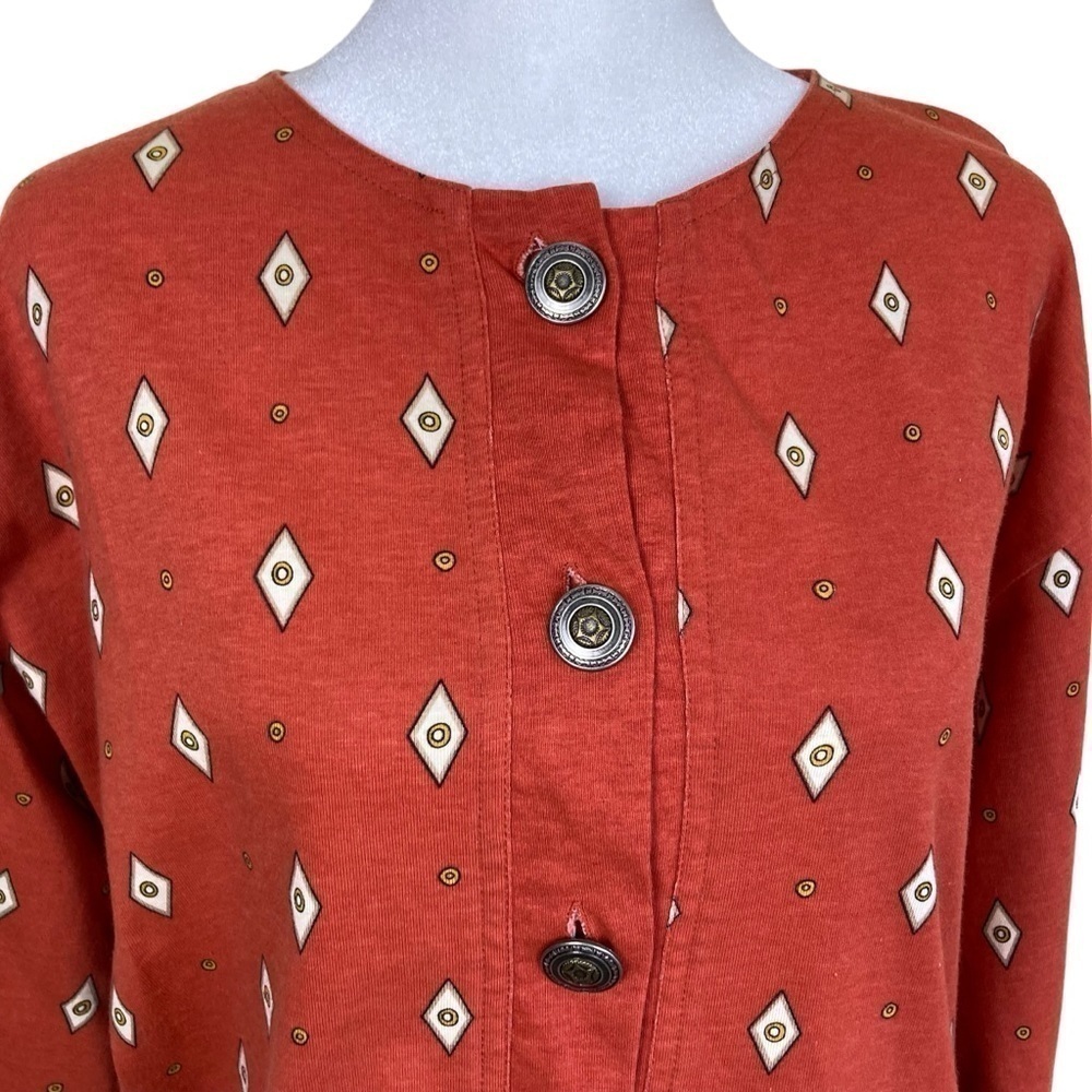 Vintage 90s Button Down Shirt Rust Color Southwest Print Shacket Metal Buttons M - Picture 3 of 14